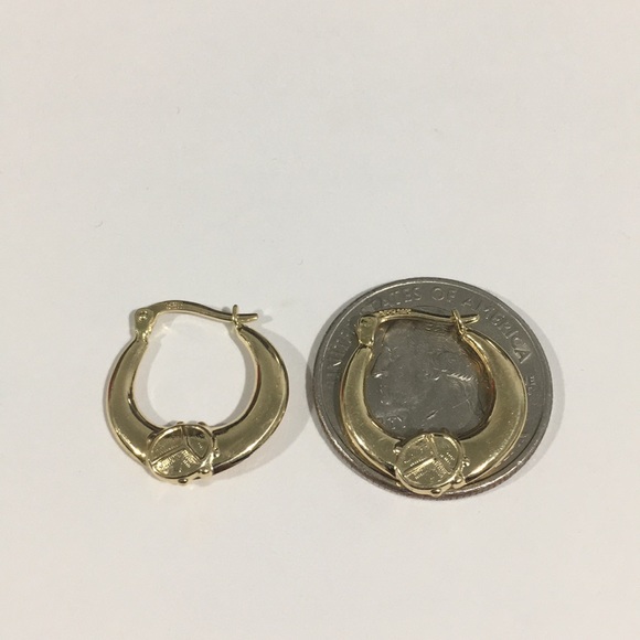 14k Yellow Gold Hoop Earrings With Ladybug 🐞 - Picture 4 of 6